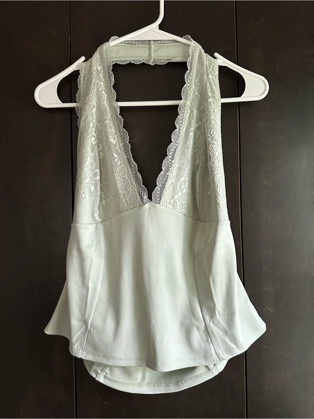 Urban Outfitters Lace Halter Cami in Light Sage